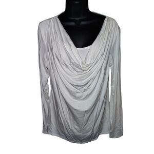 Grace white long sleeve cowl neck rayon and spandex top size large
